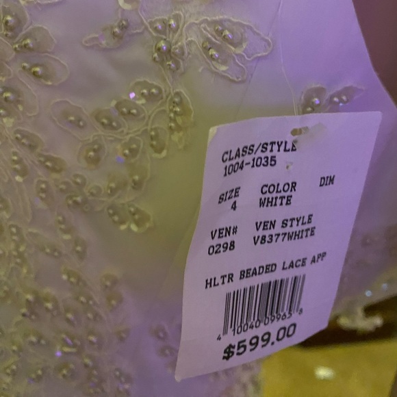 NWT Davids Bridal Michaelangelo White Halter A-Line Gown Beaded Lace Dress - Picture 10 of 11